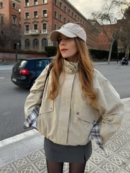 Fashion Stand Collar Strap Buckle Long Sleeve Jacket Utility Pocket Cropped 2026 Fall Casual Women Outerwear Chic Lady Coat