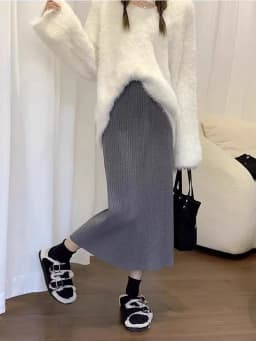 Autumn High Waist Knitted Skirts Women Korean Loose Solid Casual Midi Skirts Female Sweet Preppy Basic All Match A Line Skirts