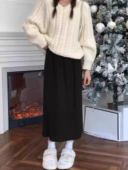 Autumn High Waist Knitted Skirts Women Korean Loose Solid Casual Midi Skirts Female Sweet Preppy Basic All Match A Line Skirts