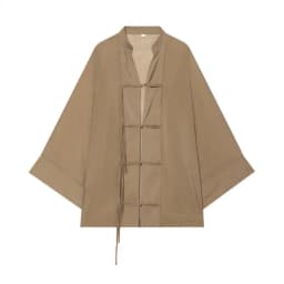 Women Stand Collar Shirt Chinese Frog Button Blouse for Early Fall, Loose Solid Color Long Sleeve Top Durable Polyester