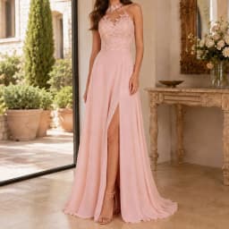 Temperament High Waist Side Slit Dress Casual Solid Sleeveless Party Evening Dress Sexy Hang Neck Off Shoulder Lace Splice Dress