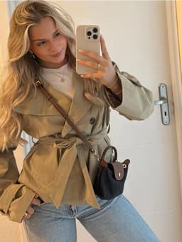 Khaki Belted Wasit Cropped Trench Coat Women's Stand Collar Double-breasted Jacket Autumn Spring Clothing Outwear Green Burgundy