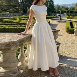 Elegant Hight Waist White Princess Dress Fashion French Style O-neck A-Line Dress Women's Sexy Backless Hollow Long Party Dress