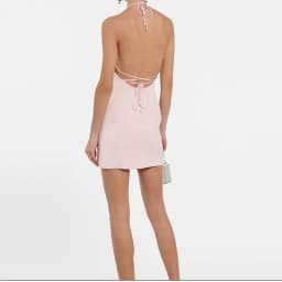 Lady Gradient Sequin Mini Dress Halter Sleeveless Hollow Out Sheer Mesh Bodycon Short Dress Sexy High Waist Wrap Hip Party Dress