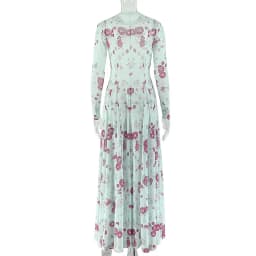 Fashion Women's O-neck Commute Maxi Dresses 2026 Autumn New High Waist Chiffon Dress Elegant Long Sleeve Printed Evening Dress