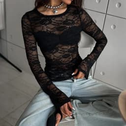 Tuularose White Lace Pullover Women Sexy Hollow See-Through Twist Patchwork Pullover New High Street Chic Slim Women's T-Shirts