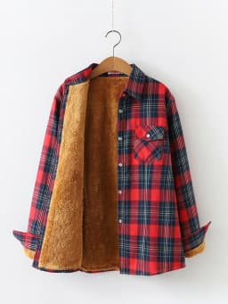 Velvet Thick Warm Women's Plaid Shirt, Female Long Sleeve Tops, M-5XL Winter Fleece Casual Check Blouse, Autumn Clothes T77710A