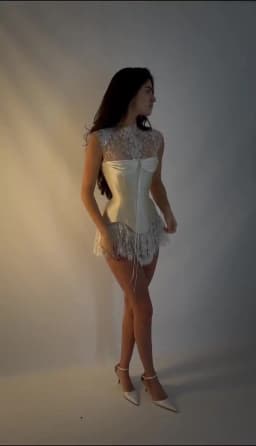 MAE Custom Ivory High Neck Evening Dress Floral Lace Corset Prom Dresses Mini Vestidos De Noche Ruffle Formal Evening 2026