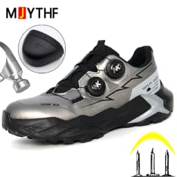 Double Rotating Button Work Safety Shoes Men Steel Toe Cap Work Sneakers Puncture-Proof Protection Shoes Security Boots Non-slip