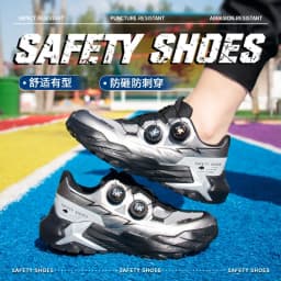 Double Rotating Button Work Safety Shoes Men Steel Toe Cap Work Sneakers Puncture-Proof Protection Shoes Security Boots Non-slip
