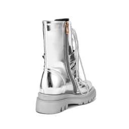 2026 Silver Belt Buckle Cross Strap Rhinestone Short Boots Casual Motorcycle Thick Sole Knight Boot Women Winter Silver Shoes
