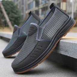Men's Shoes Summer Breathable Mesh Slip-On Dad/Elderly Shoes Non-Slip Orthopedic Comfort Lightweight Canvas Shoes