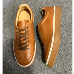 YETTIES Unisex Spring Soft Cowhide Leather Platform Sneakers Breathable Comfort Height-Increasing Durable Non-Slip Casual Shoes