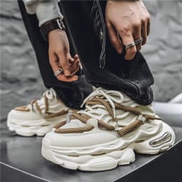 Men's Chunky Casual Sneakers Four Seasons Breathable Lightweight Outdoor Running Shoes Fashion Youth Soft-Sole Speed Sports Shoe