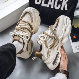 Men's Chunky Casual Sneakers Four Seasons Breathable Lightweight Outdoor Running Shoes Fashion Youth Soft-Sole Speed Sports Shoe