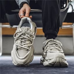 Men's Chunky Casual Sneakers Four Seasons Breathable Lightweight Outdoor Running Shoes Fashion Youth Soft-Sole Speed Sports Shoe