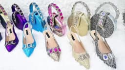 doershow High Quality African Style Ladies Shoes And Bags Set Latest orange Italian Shoes And Bag Set For Party SMM1-1