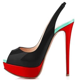 Sexy Mixed Color Platform Peep Toe Slinbacks Pumps 14cm High Heel Patent Leather Shoes Woman Multi Patchwork Banquet Zapatos