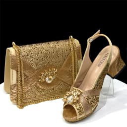 2025 Luxurious Italian Women's Party Shoe and Bag Set – Elegant Black Rhinestone Peep-Toe High Heels Sandals for Weddings