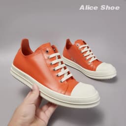 Gothic Designer Women Trainer Casual Low Top Men Sneaker Quality Orange Lace-up Leather Luxury Shoe Punk Platform Street Trainer