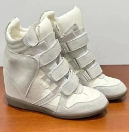 Women Multi Velcro Strap Hidden Wedge High Top Sneakers Retro Spliced Suede Platform Ankle Boots Invisible Height Increasing Casual Walking Shoes For Petite Ladies Streetwear