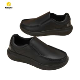 Fitville Men'S Slip-On Shoes Wide Width Leather Casual Shoes Lightweight For Swollen Feet With Arch Support Pain Relief