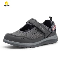 FitVille Women'S Diabetic Shoes Wide Summer Sandals With Adjustable Closures&Arch Support Lightweight Breathable Nurse Shoe