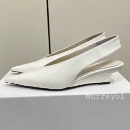 Pointed Toe Genuine Leather Wedges Single Shoes Women Shallow Mouth Solid Color Sandals Spring Summer Party Dress Shoes Pumps