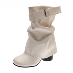 New Women Slouchy Mid Calf Leather Boots Metal Buckle Strap Block Heel Soft PU Leather Boots Autumn Streetwear Mordern Booties