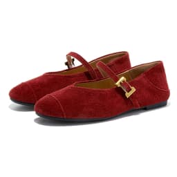 AIYUQI Women's Flat Shoes Genuine Leather 2026 New Spring Women's Mary Jane Shoes Red Literary Ballet Shoes Women