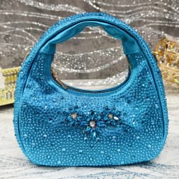 2025 Pointed Toe High Heels Shoes and Bags Set With Rhinestone for Women Wedding Party Elegant Luxury Fashion in Sky Blue