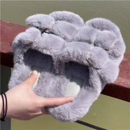 Women's Plush Slippers 2025 New Women's Winter Home Soft Plush Slippers Home Flat Indoor Shoes Ladies Flip-Flops