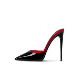 New sexy patent leather high-heeled pointed shallow mouth single shoe with patent leather toe cap, half drag size 33-46