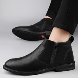 CLOHOO Handmade Men's Boots Business Casual Cowhide High-Top Chelsea Boots Zipper Men's Shoes Leather Ankle Boots
