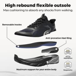 Fittington Men's Walking Shoes Comfortable Extra Wide Toe Sports Shoes Non Slip Cushioning Casual Sneaker for Men Arch Support