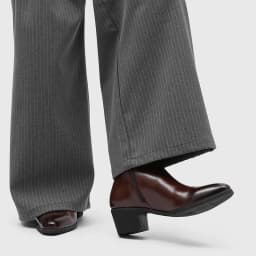 Men's Pointed Toe Chelsea Boots Black Brown Leather Ankle Boots Side Zipper Block Heel Dress Shoes Business Formal Footwear 2026