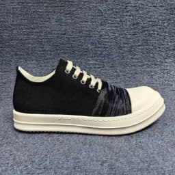 Men's Shoes Black Canvas Low-Top Shoe With Silver Pleated Fabric Classic Design Women's Sneakers High Quality Flat Sneaker