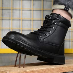 Men Leather Boots Warm Winter Boots Safety Shoes Men Waterproof Work Boots Puncture-Proof Indestructible Shoes Security Boots