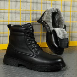 Men Leather Boots Warm Winter Boots Safety Shoes Men Waterproof Work Boots Puncture-Proof Indestructible Shoes Security Boots