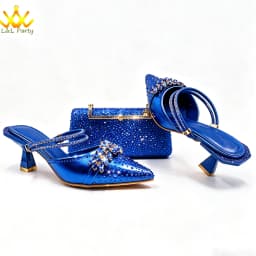 2026 Autumn New Arrivals Royal Blue Color Shoes and Bag Set Special Design Fashion for Wedding Party