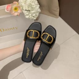 Women's New Summer Round Buckle Slippers, Elegant Casual Fashion, Lightweight Cool Feeling Non-Slip Slide Sandals