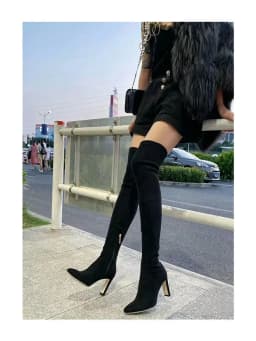 New Autumn and Winter New Over Knee Elastic Boots Women's High Heeled Pointed Knee Boots Slim And Versatile Boots
