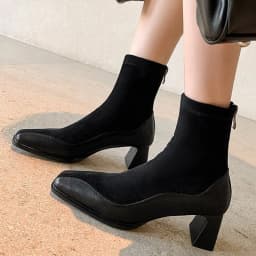 Eilyken Women Ankle Boots Designer Sewing Patchwork Square Toe Shoes Autumn Winter Zipper Thick Heels Botas Mujer