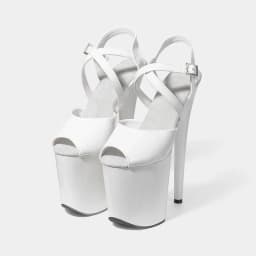New Popular Sexy Cross Straps 20cm 8' Nude Patent Fashion Platform High Heels Sandals Pole Dance Shoes