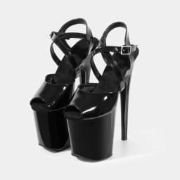New Popular Sexy Cross Straps 20cm 8' Nude Patent Fashion Platform High Heels Sandals Pole Dance Shoes