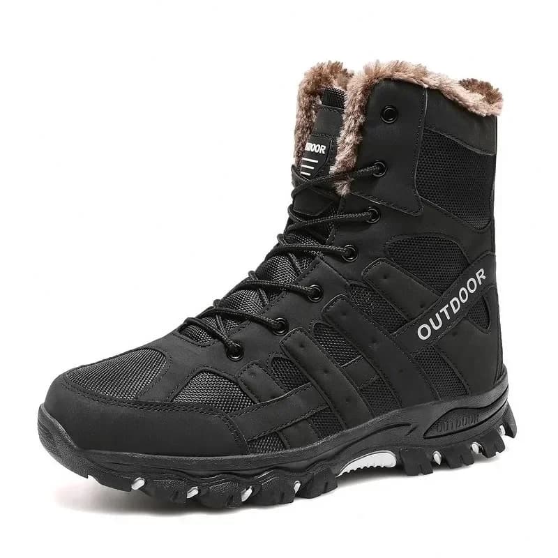Men Warm Winter Snow Boots Tactical Combat Boots Outdoor Work Cotton Boots High Top Warm Sneakers Mens Plush Hiking Shoes