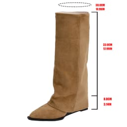 Fashion High Heel Knee High Boots Women 2026 Autumn Faux Suede Pointed Toe Western Boots Woman Plus Size 43 Khaki Long Booties