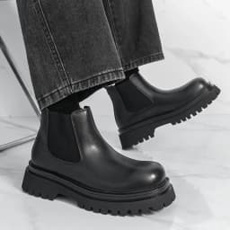 Brand Black Business High Top Leather Boots Classic British Style Men's Thick Soled Casual Boots Outdoor Comfort Walking Boots