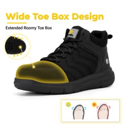 FitVille Wide Work Boots for Men Composite Indestructible Steel Toe Protect Safety Boots Anti-slip High Top Work Shoes for Men