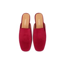 SmallHut New 2026 Trend Summer Flock Women Mules Sexy Ladies Black Red Wedges Heels Square Closed Toe Party Shoes Plus Size 43